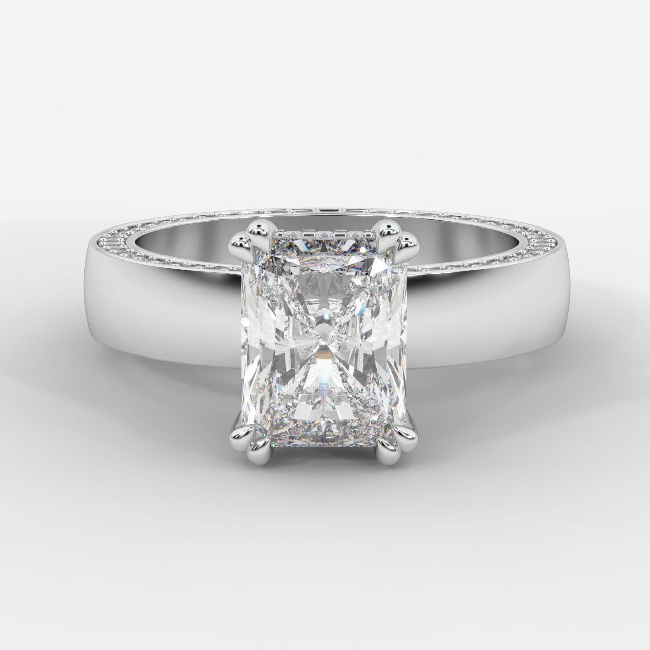 Bella Diamond Ring with Pavé Donut and Hidden Halo - Radiant - AYKA JEWELS