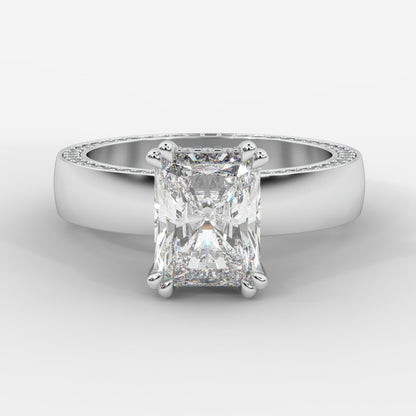 Bella Diamond Ring with Pavé Donut and Hidden Halo - Radiant - AYKA JEWELS