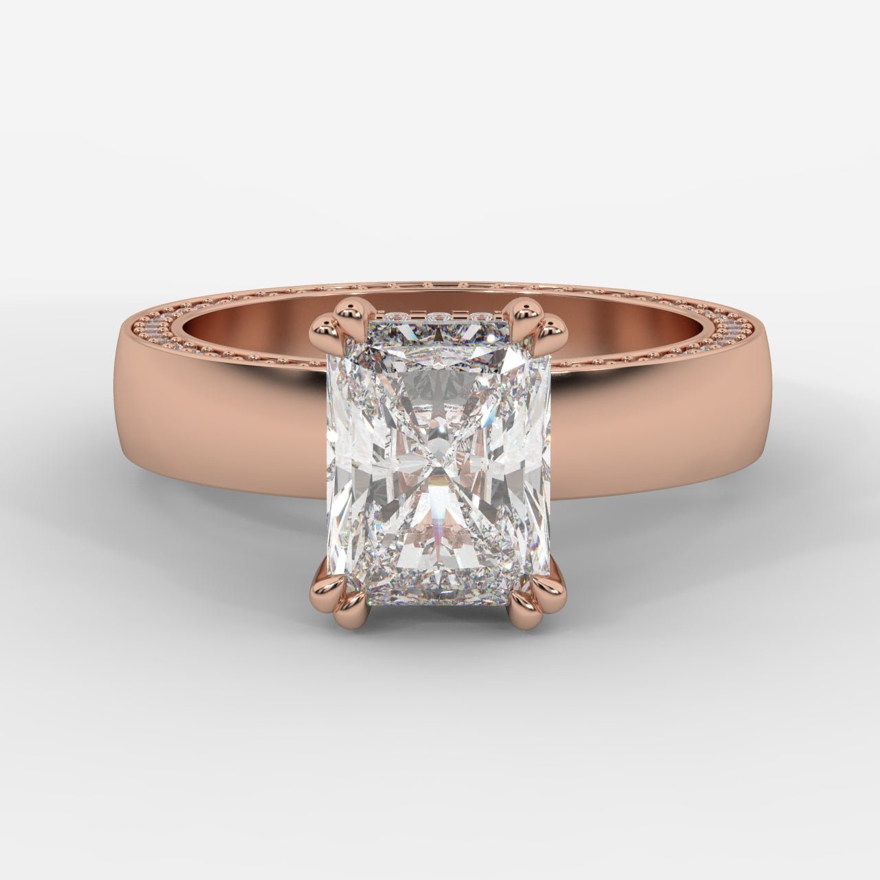 Bella Diamond Ring with Pavé Donut and Hidden Halo - Radiant - AYKA JEWELS