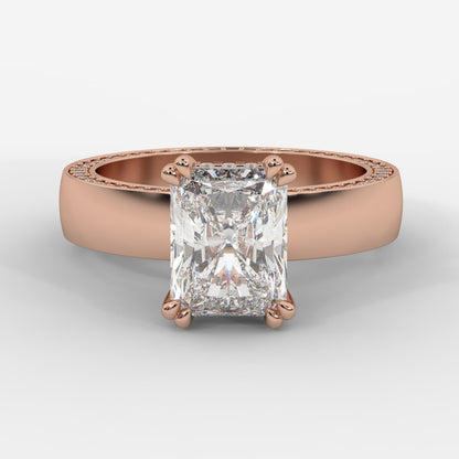 Bella Diamond Ring with Pavé Donut and Hidden Halo - Radiant - AYKA JEWELS