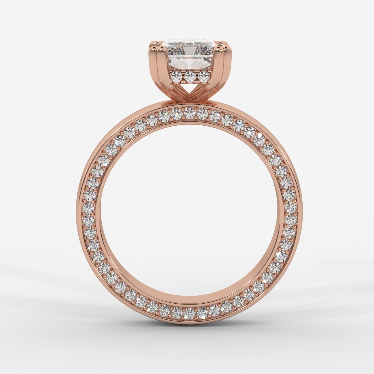 Bella Diamond Ring with Pavé Donut and Hidden Halo - Radiant - AYKA JEWELS