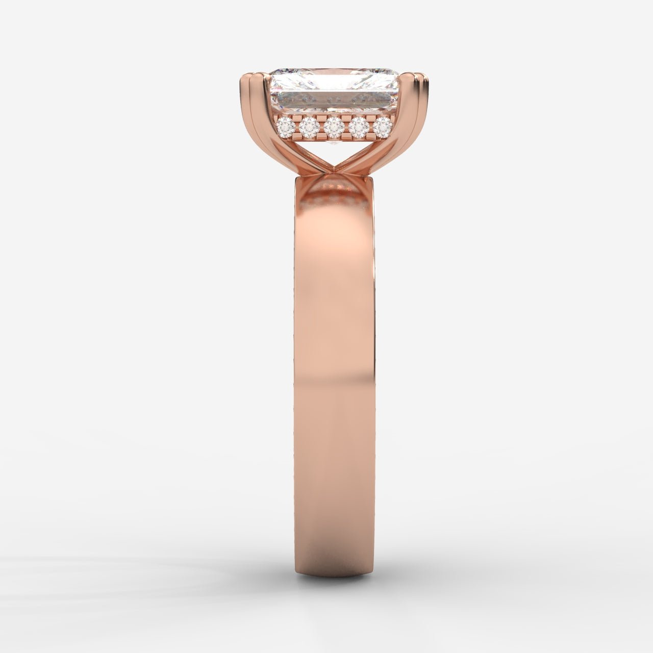 Bella Diamond Ring with Pavé Donut and Hidden Halo - Radiant - AYKA JEWELS