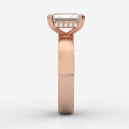 Bella Diamond Ring with Pavé Donut and Hidden Halo - Radiant - AYKA JEWELS