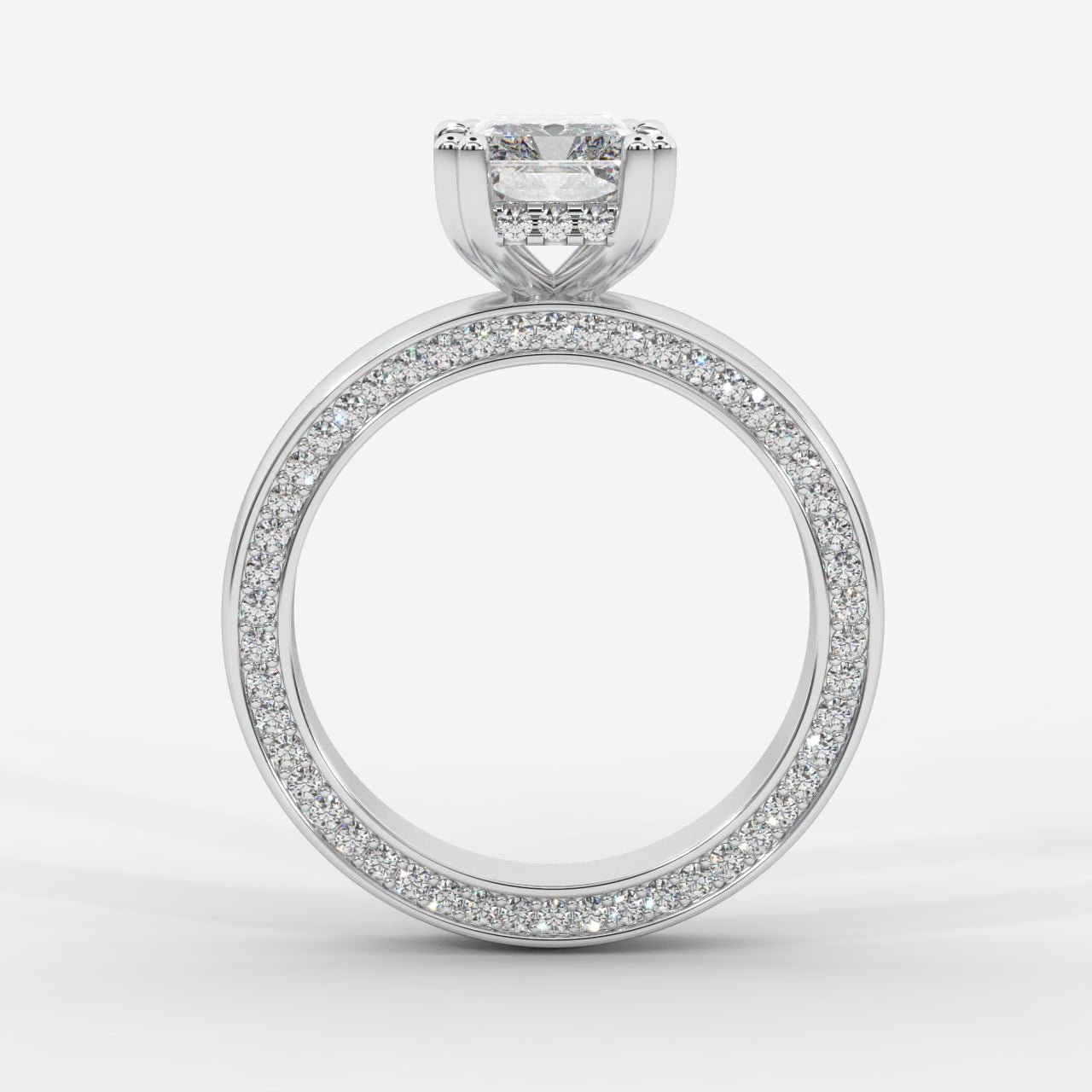 Bella Diamond Ring with Pavé Donut and Hidden Halo - Radiant - AYKA JEWELS
