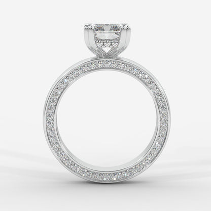 Bella Diamond Ring with Pavé Donut and Hidden Halo - Radiant - AYKA JEWELS