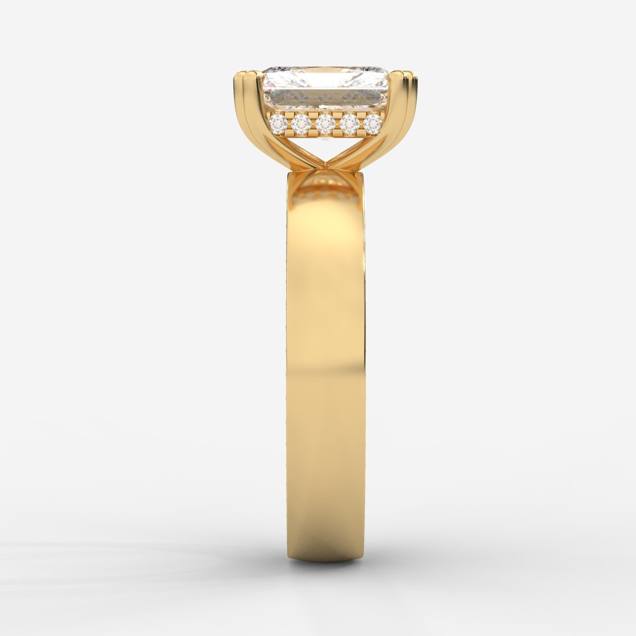 Bella Diamond Ring with Pavé Donut and Hidden Halo - Radiant - AYKA JEWELS