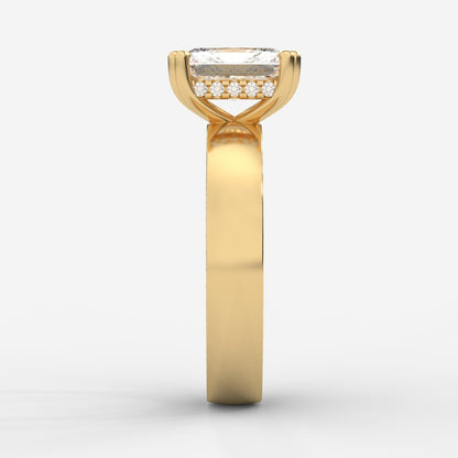 Bella Diamond Ring with Pavé Donut and Hidden Halo - Radiant - AYKA JEWELS