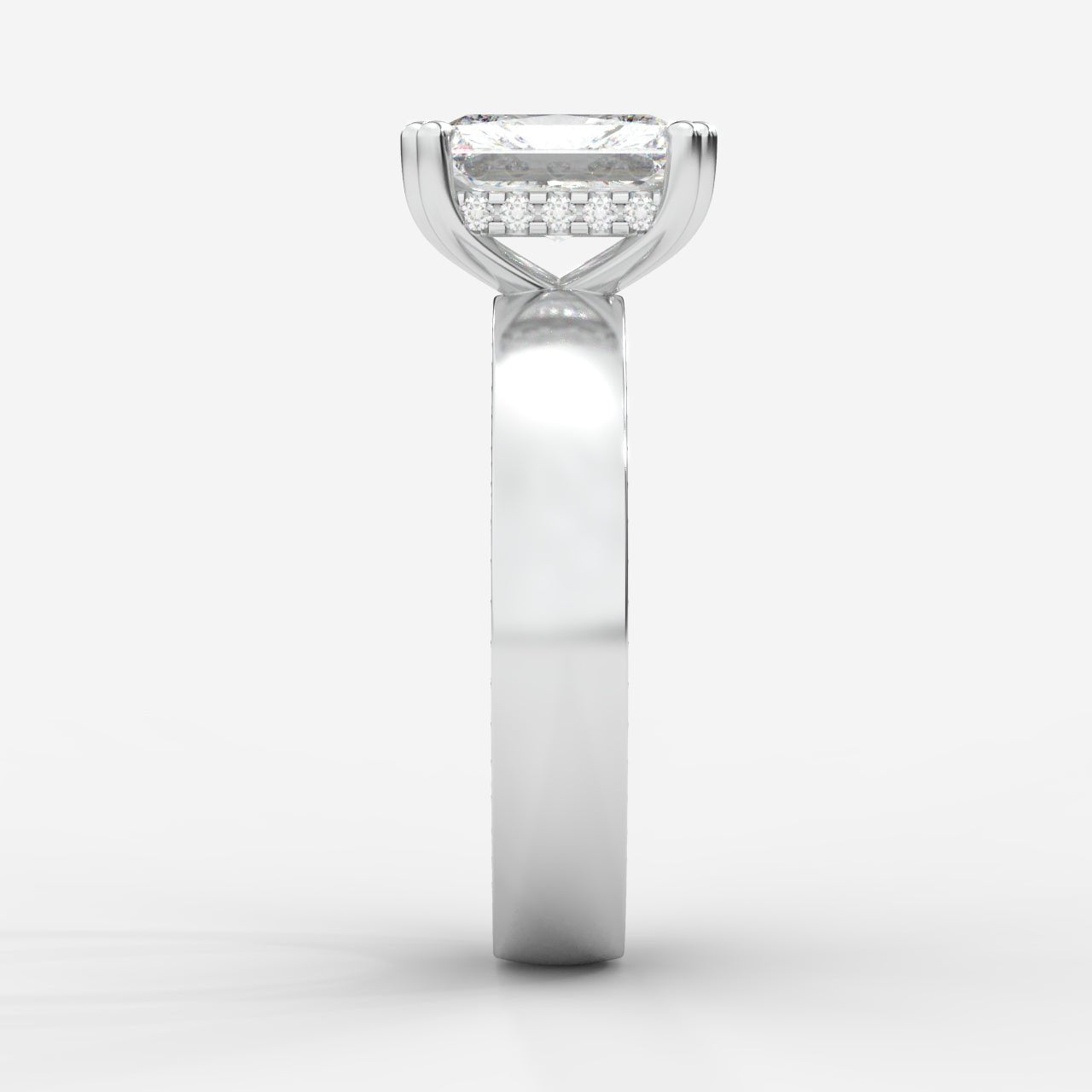 Bella Diamond Ring with Pavé Donut and Hidden Halo - Radiant - AYKA JEWELS