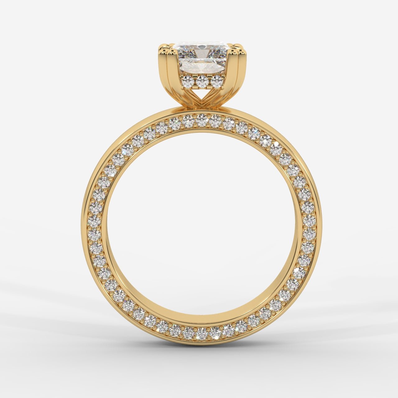 Bella Diamond Ring with Pavé Donut and Hidden Halo - Radiant - AYKA JEWELS
