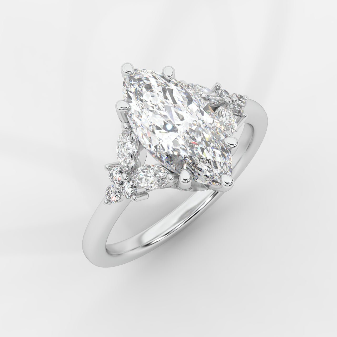 Bella Floral Engagement Ring - Marquise - AYKA JEWELS