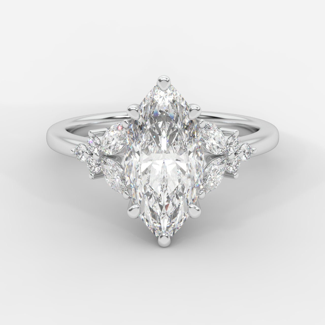 Bella Floral Engagement Ring - Marquise - AYKA JEWELS