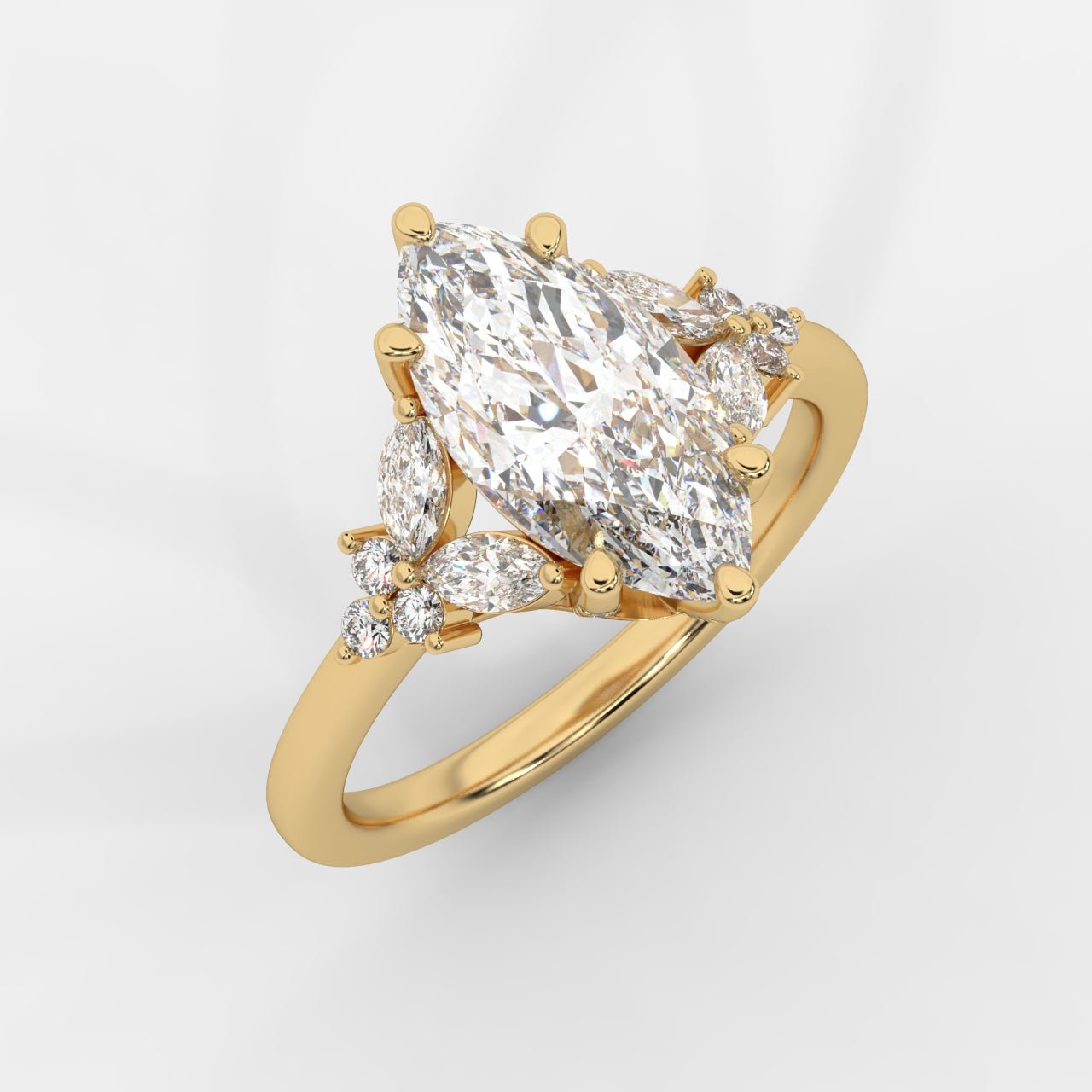 Bella Floral Engagement Ring - Marquise - AYKA JEWELS