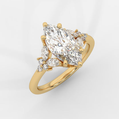 Bella Floral Engagement Ring - Marquise - AYKA JEWELS