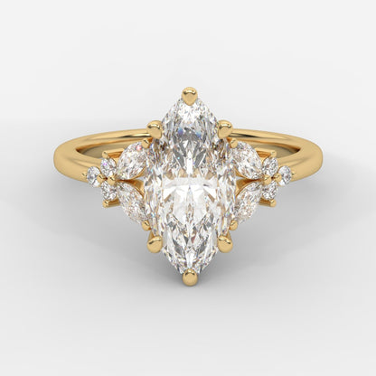 Bella Floral Engagement Ring - Marquise - AYKA JEWELS