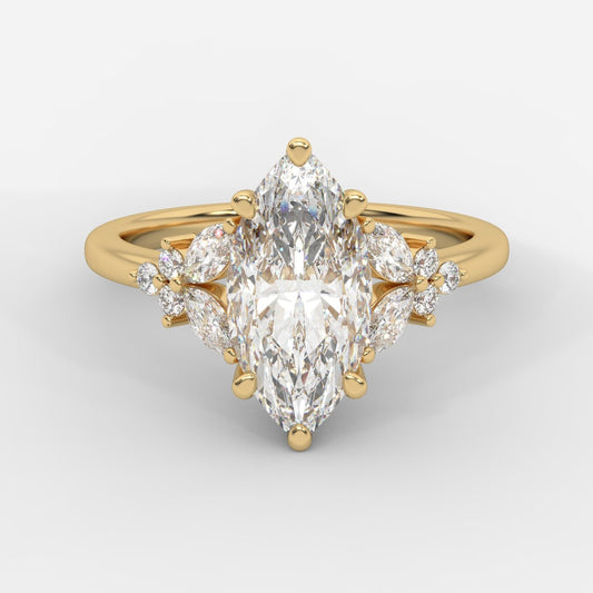 Bella Floral Engagement Ring - Marquise - AYKA JEWELS