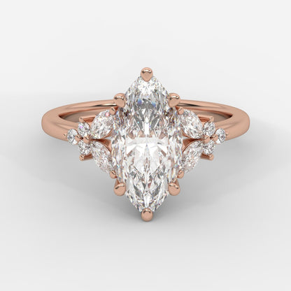 Bella Floral Engagement Ring - Marquise - AYKA JEWELS