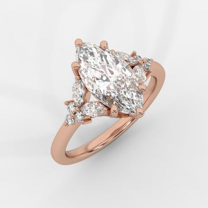 Bella Floral Engagement Ring - Marquise - AYKA JEWELS