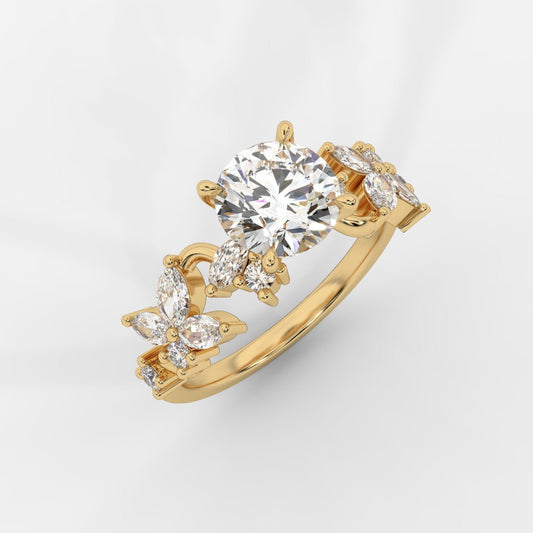 Camellia Floral Ring - Round - AYKA JEWELS