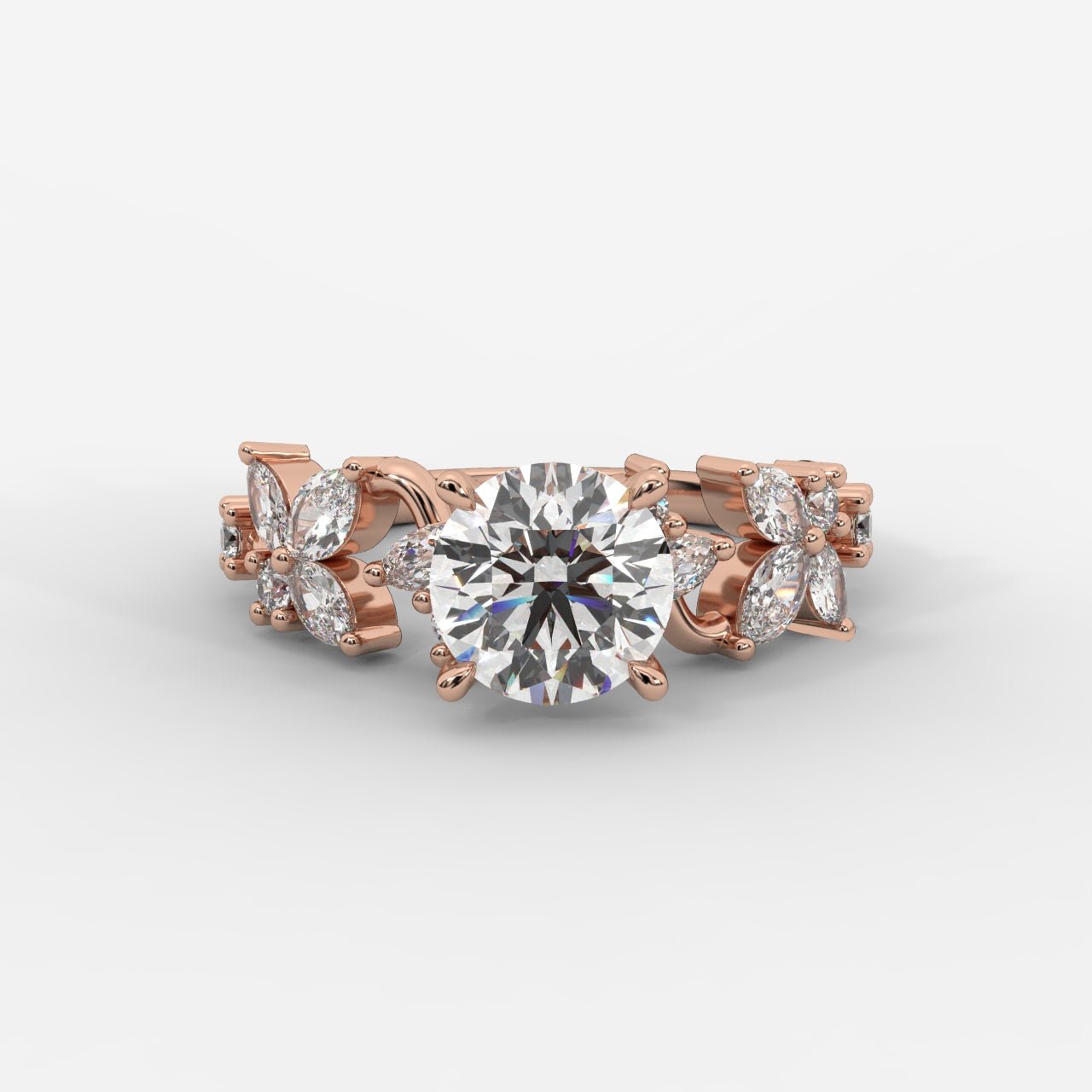 Camellia Floral Ring - Round - AYKA JEWELS