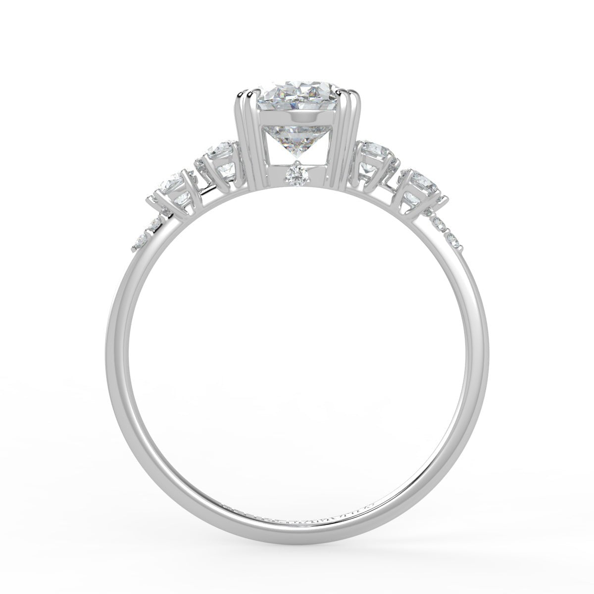 Celeste Diamond Ring with Graduated Side Stones - Oval - AYKA JEWELS