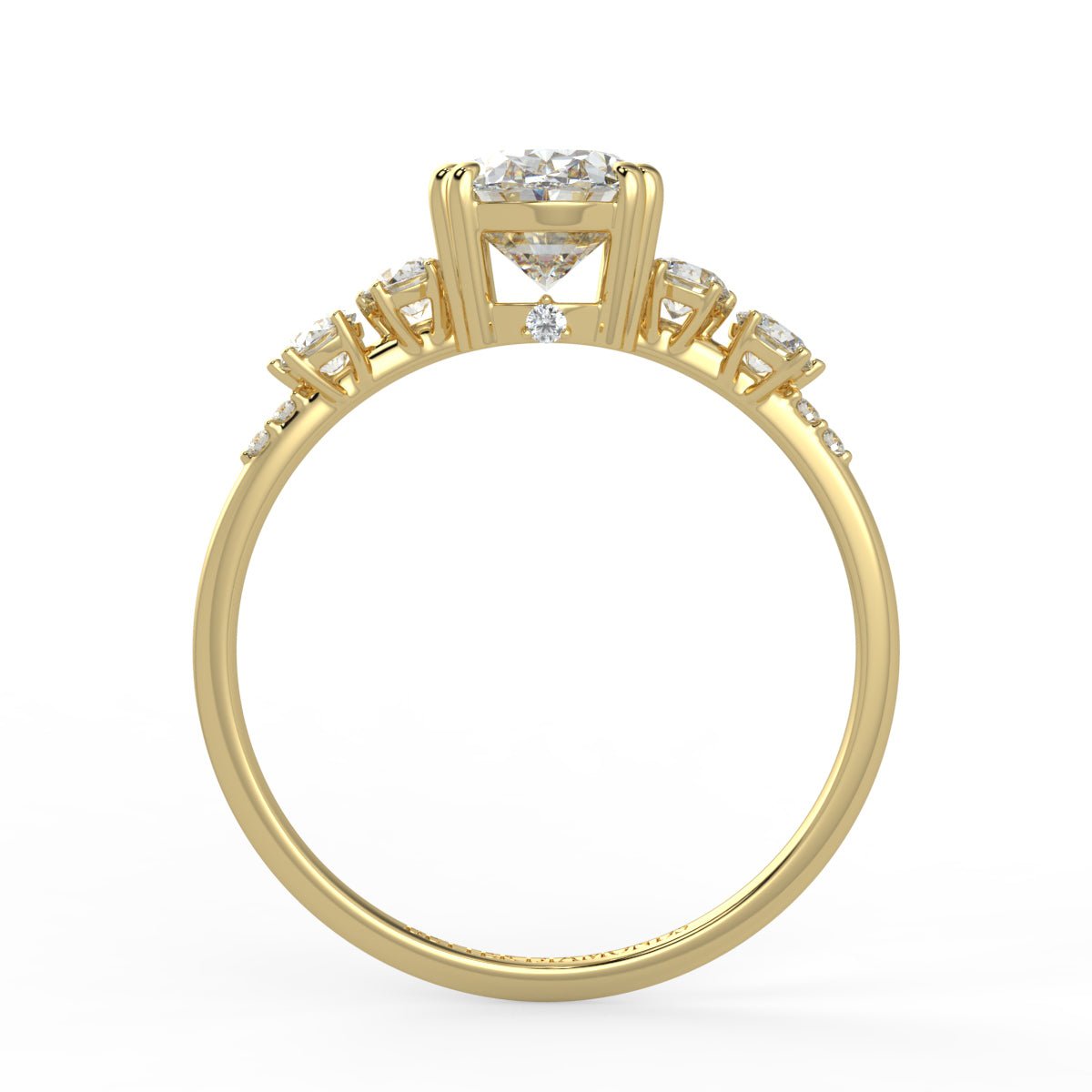 Celeste Diamond Ring with Graduated Side Stones - Oval - AYKA JEWELS