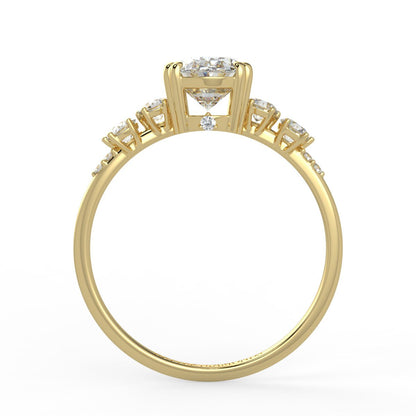 Celeste Diamond Ring with Graduated Side Stones - Oval - AYKA JEWELS