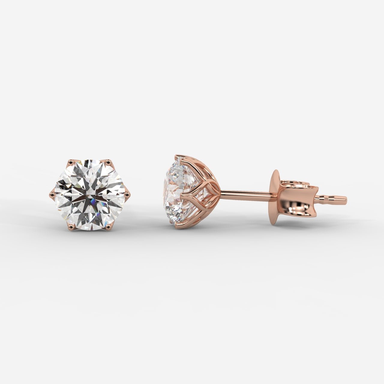Celeste Six - Prong Diamond Stud Earrings - AYKA JEWELS