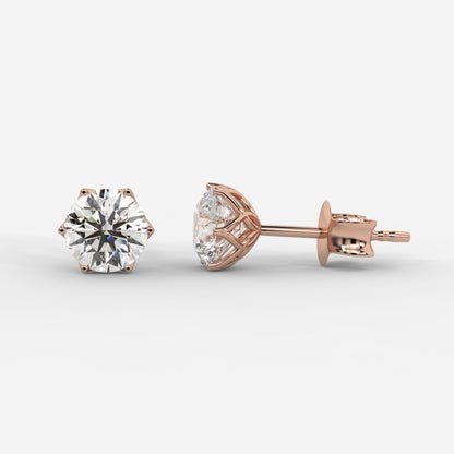 Celeste Six - Prong Diamond Stud Earrings - AYKA JEWELS