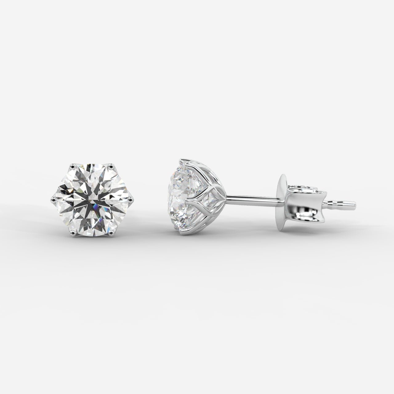 Celeste Six - Prong Diamond Stud Earrings - AYKA JEWELS