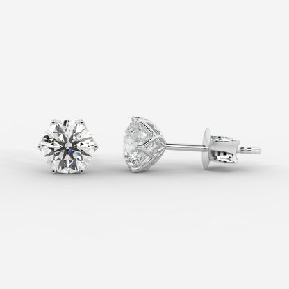 Celeste Six - Prong Diamond Stud Earrings - AYKA JEWELS