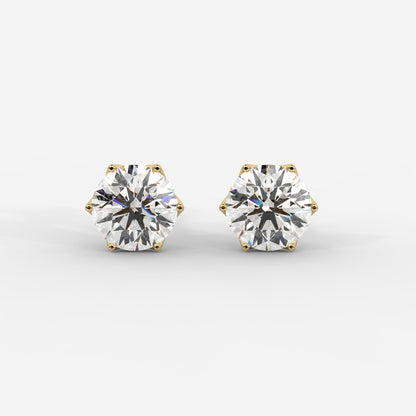 Celeste Six - Prong Diamond Stud Earrings - AYKA JEWELS