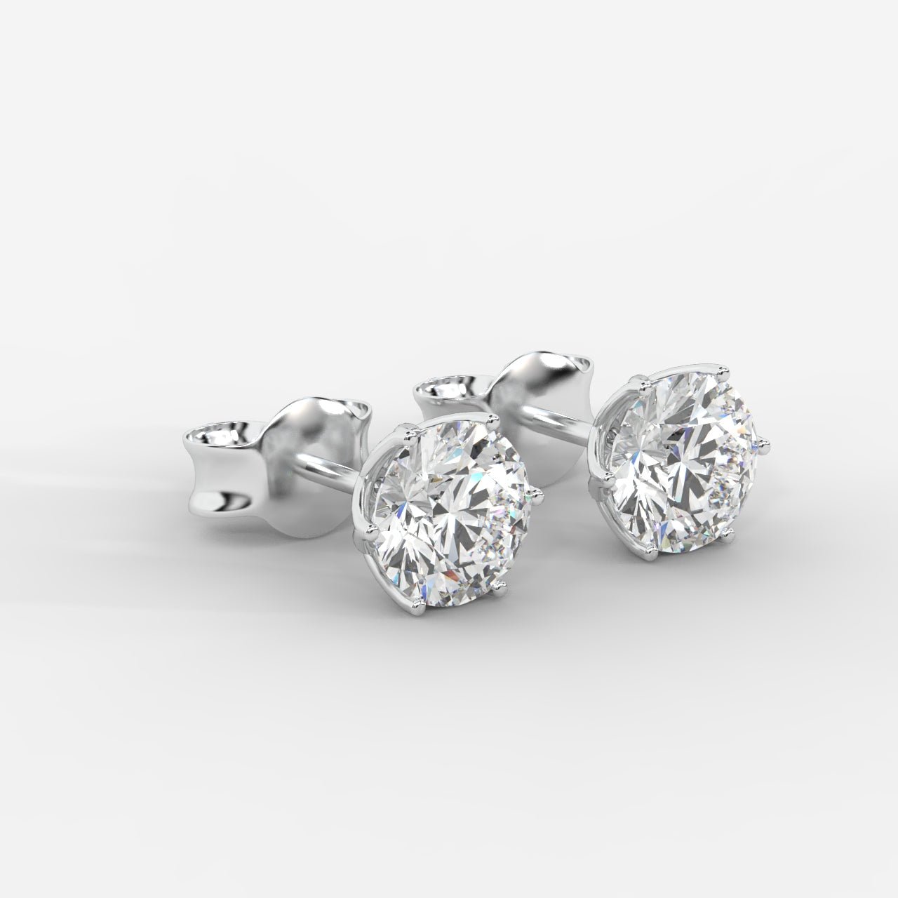 Celeste Six - Prong Diamond Stud Earrings - AYKA JEWELS