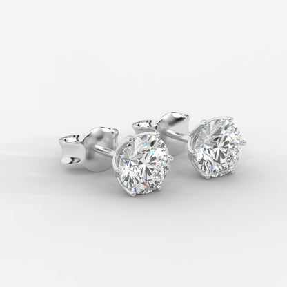 Celeste Six - Prong Diamond Stud Earrings - AYKA JEWELS