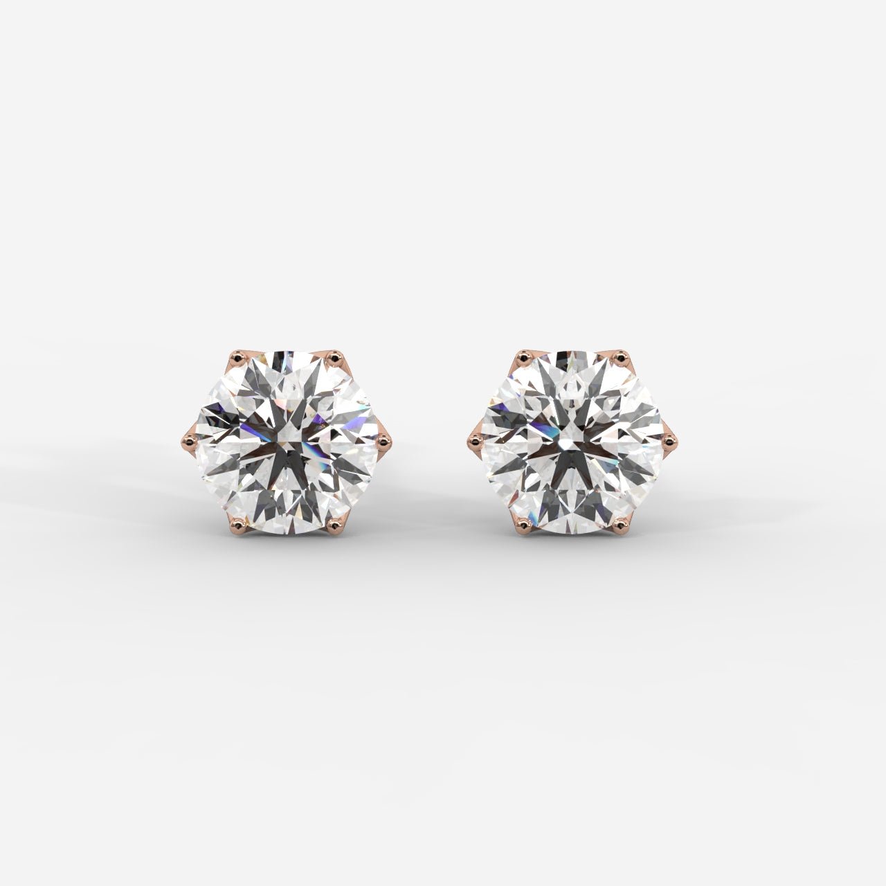 Celeste Six - Prong Diamond Stud Earrings - AYKA JEWELS