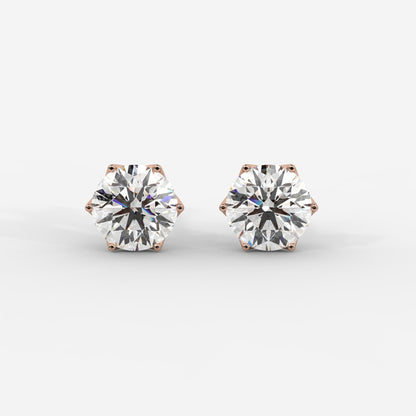 Celeste Six - Prong Diamond Stud Earrings - AYKA JEWELS