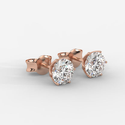 Celeste Six - Prong Diamond Stud Earrings - AYKA JEWELS