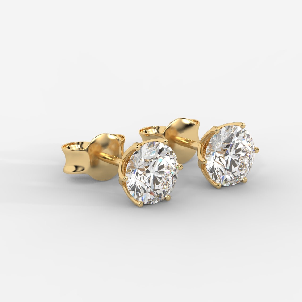Celeste Six - Prong Diamond Stud Earrings - AYKA JEWELS