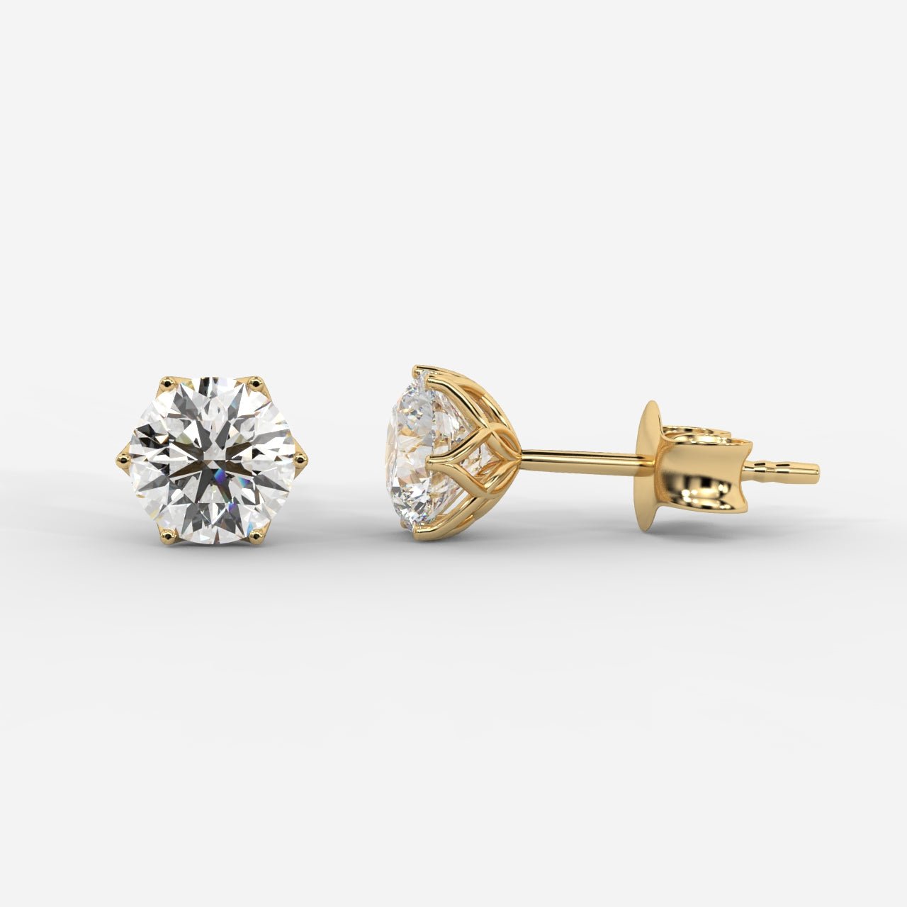 Celeste Six - Prong Diamond Stud Earrings - AYKA JEWELS