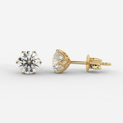 Celeste Six - Prong Diamond Stud Earrings - AYKA JEWELS