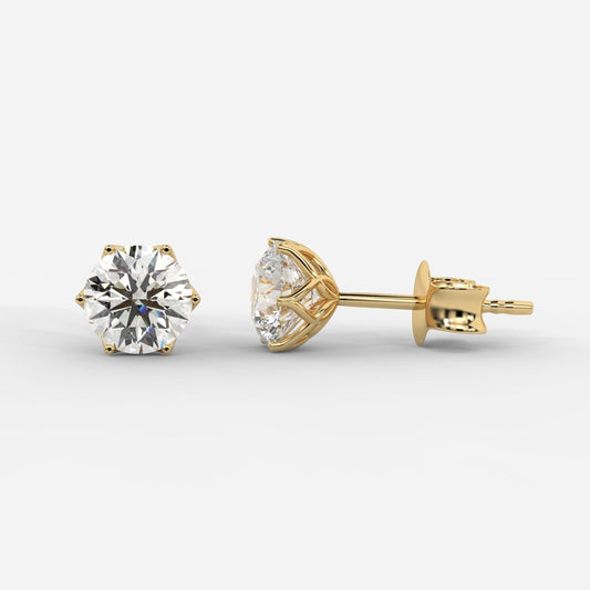 Celeste Six - Prong Diamond Stud Earrings - AYKA JEWELS