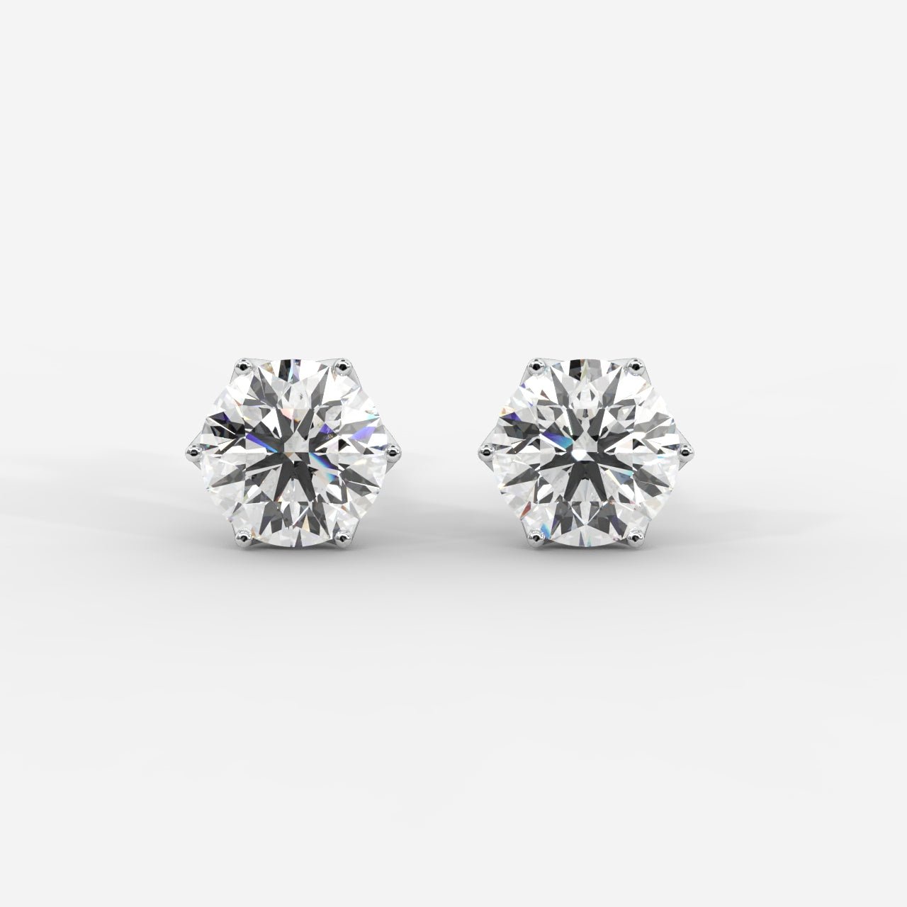 Celeste Six - Prong Diamond Stud Earrings - AYKA JEWELS