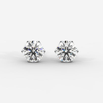 Celeste Six - Prong Diamond Stud Earrings - AYKA JEWELS