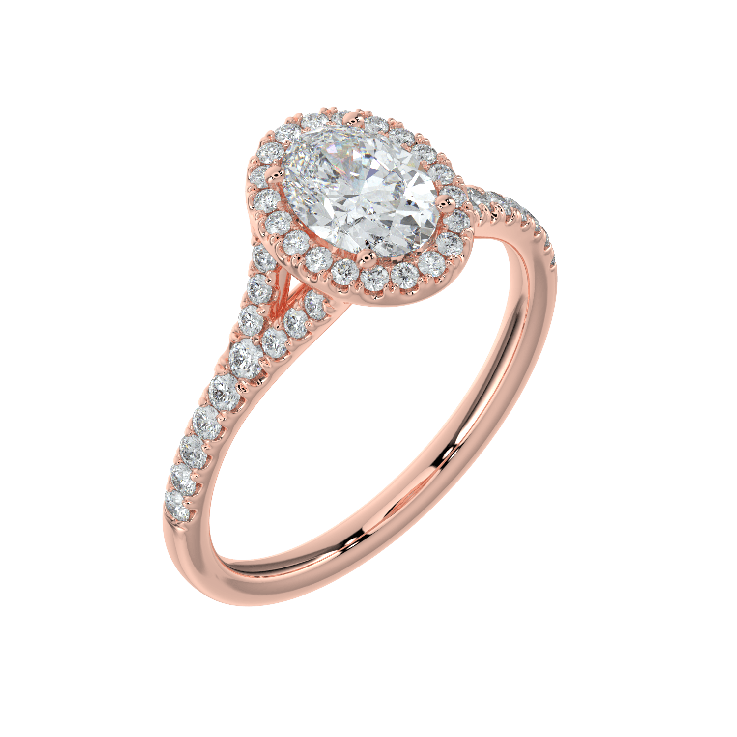 Celina Diamond Halo Ring with Pavé Band - Oval - AYKA JEWELS