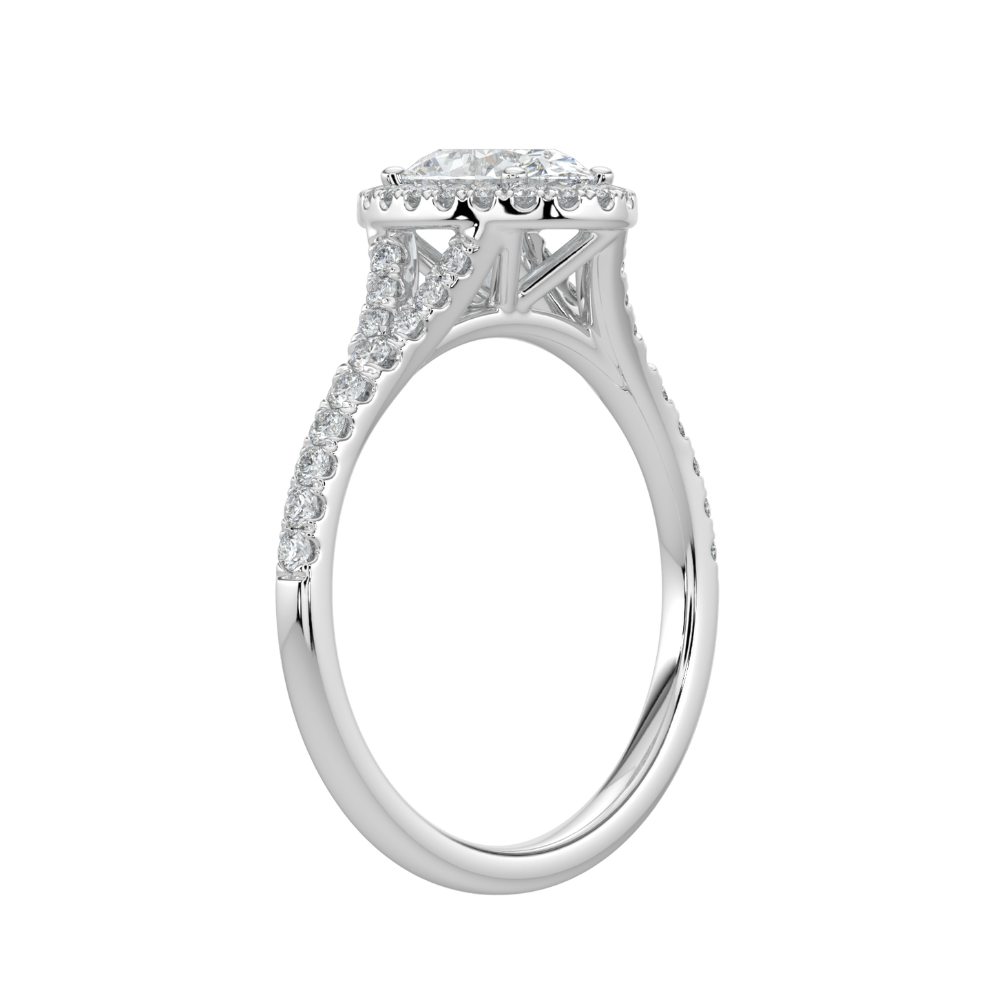 Celina Diamond Halo Ring with Pavé Band - Oval - AYKA JEWELS