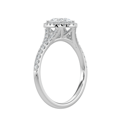 Celina Diamond Halo Ring with Pavé Band - Oval - AYKA JEWELS