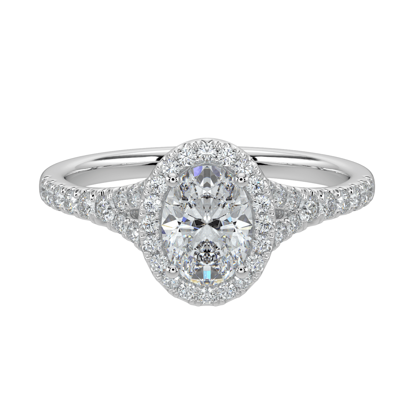 Celina Diamond Halo Ring with Pavé Band - Oval - AYKA JEWELS