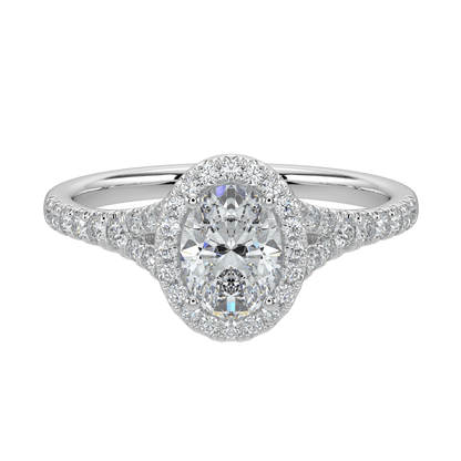 Celina Diamond Halo Ring with Pavé Band - Oval - AYKA JEWELS