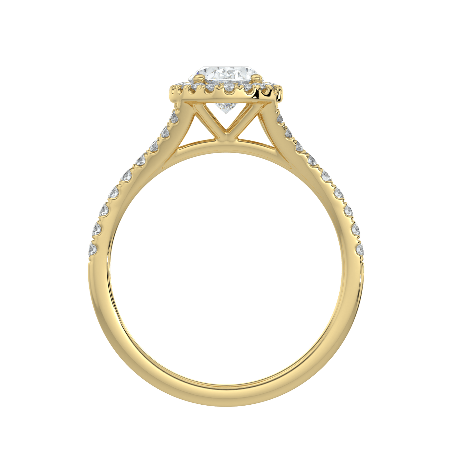 Celina Diamond Halo Ring with Pavé Band - Oval - AYKA JEWELS