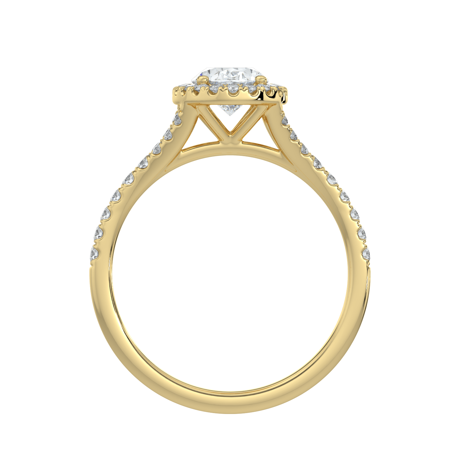 Celina Diamond Halo Ring with Pavé Band - Oval - AYKA JEWELS