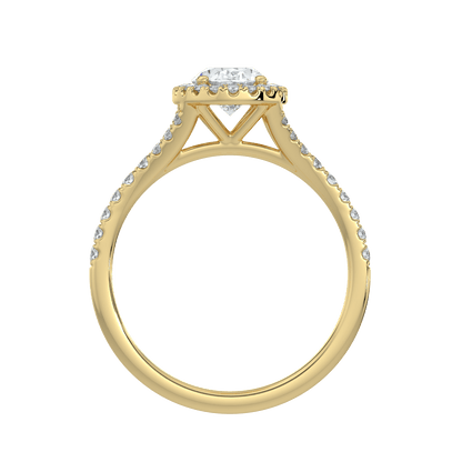 Celina Diamond Halo Ring with Pavé Band - Oval - AYKA JEWELS